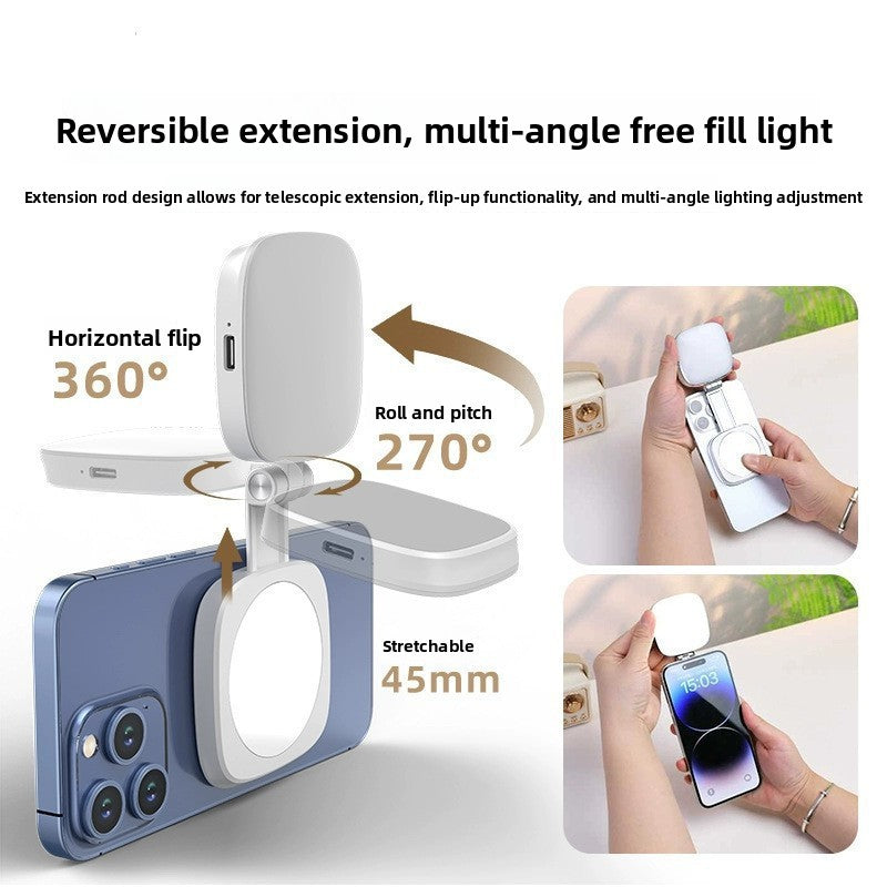 Adjustable Magnetic Phone Fill Light with Extendable Handle