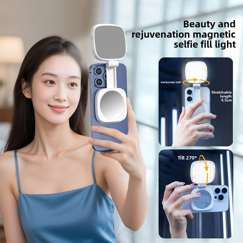 Adjustable Magnetic Phone Fill Light with Extendable Handle