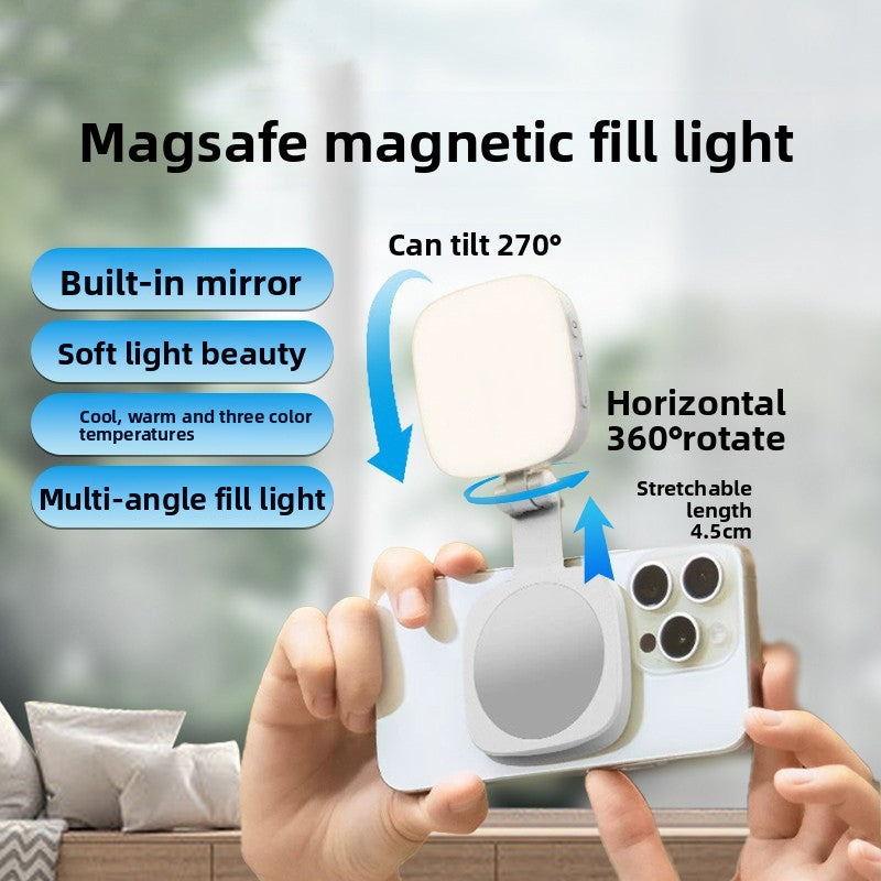 Adjustable Magnetic Phone Fill Light with Extendable Handle