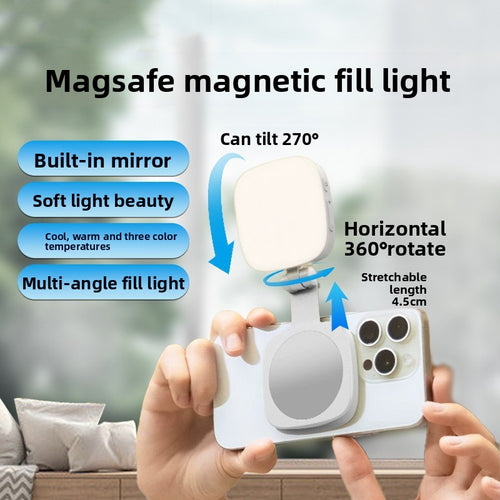 Adjustable Magnetic Phone Fill Light with Extendable Handle